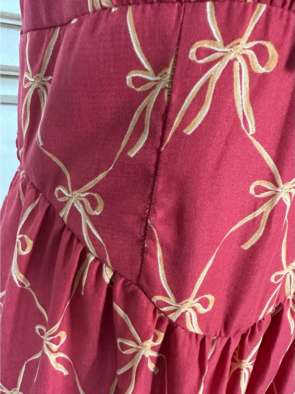 3 for $36 Sale Red Bow-Print Tie-Front Midi Dress - Picture 11 of 13